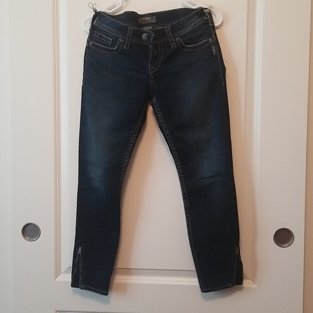 Silver Camden Rose Ankle Zip Skinny Jeans